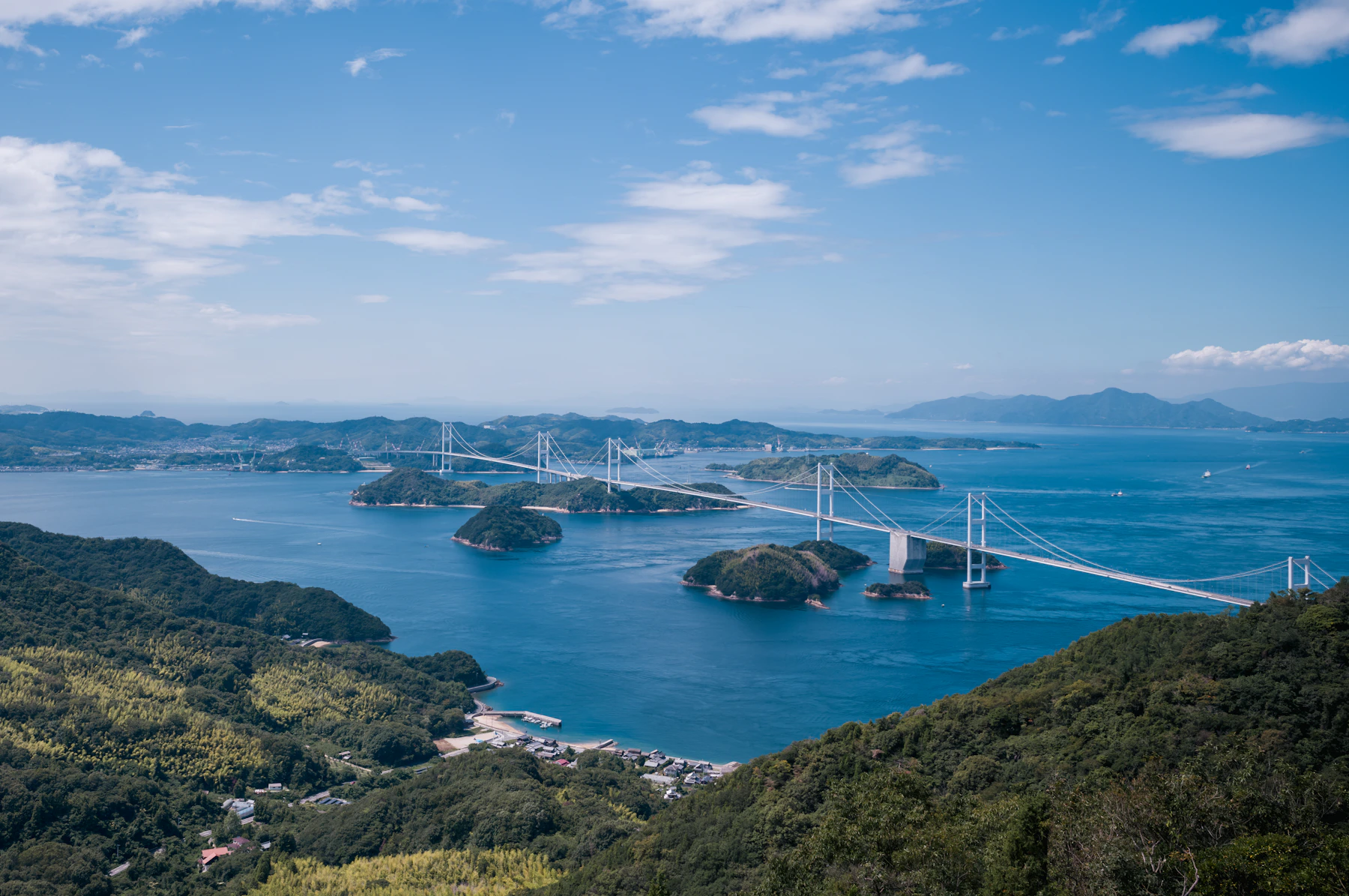 Seto Inland Sea bridge view from Kirosan, Imabari