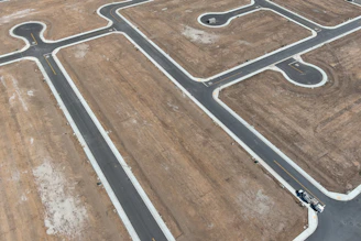 An aerial view of a road intersection in the middle of nowhere