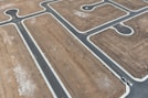 An aerial view of a road intersection in the middle of nowhere