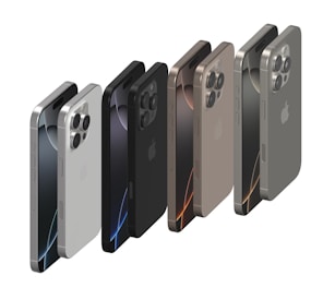 A row of cell phones with different colors