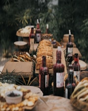 A long table filled with lots of food