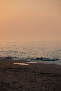 A person walking on a beach with a surfboard