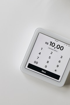 An electronic device sitting on top of a table