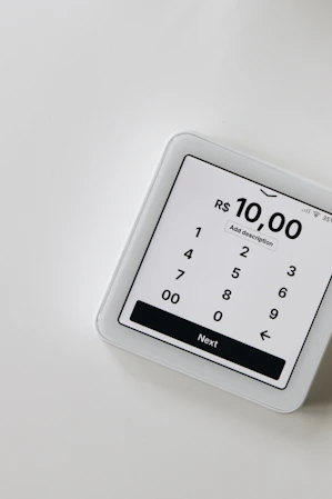 An electronic device sitting on top of a table