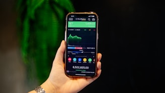 A person holding a smart phone in their hand