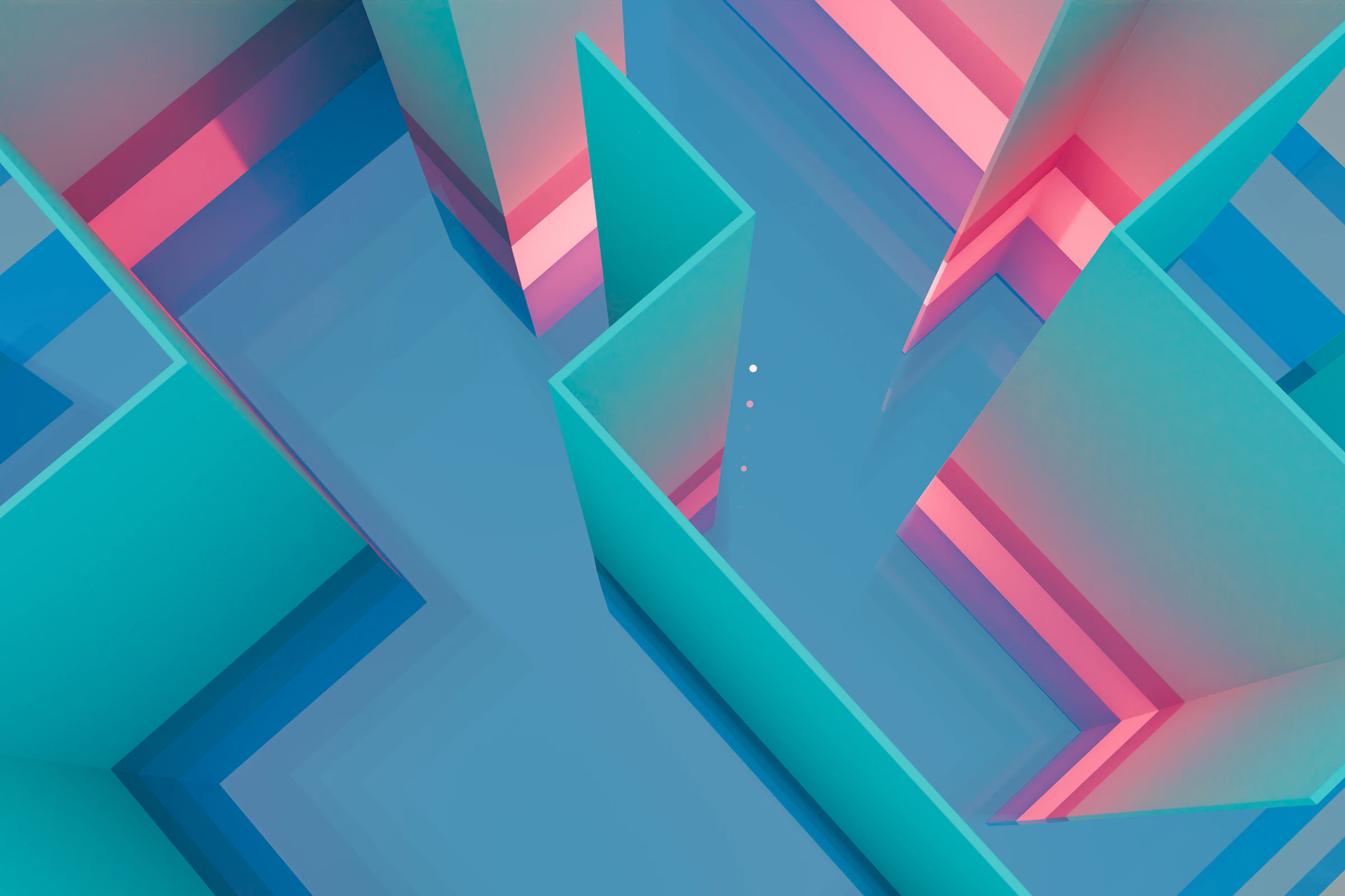 Abstract 3D render of teal and magenta shards