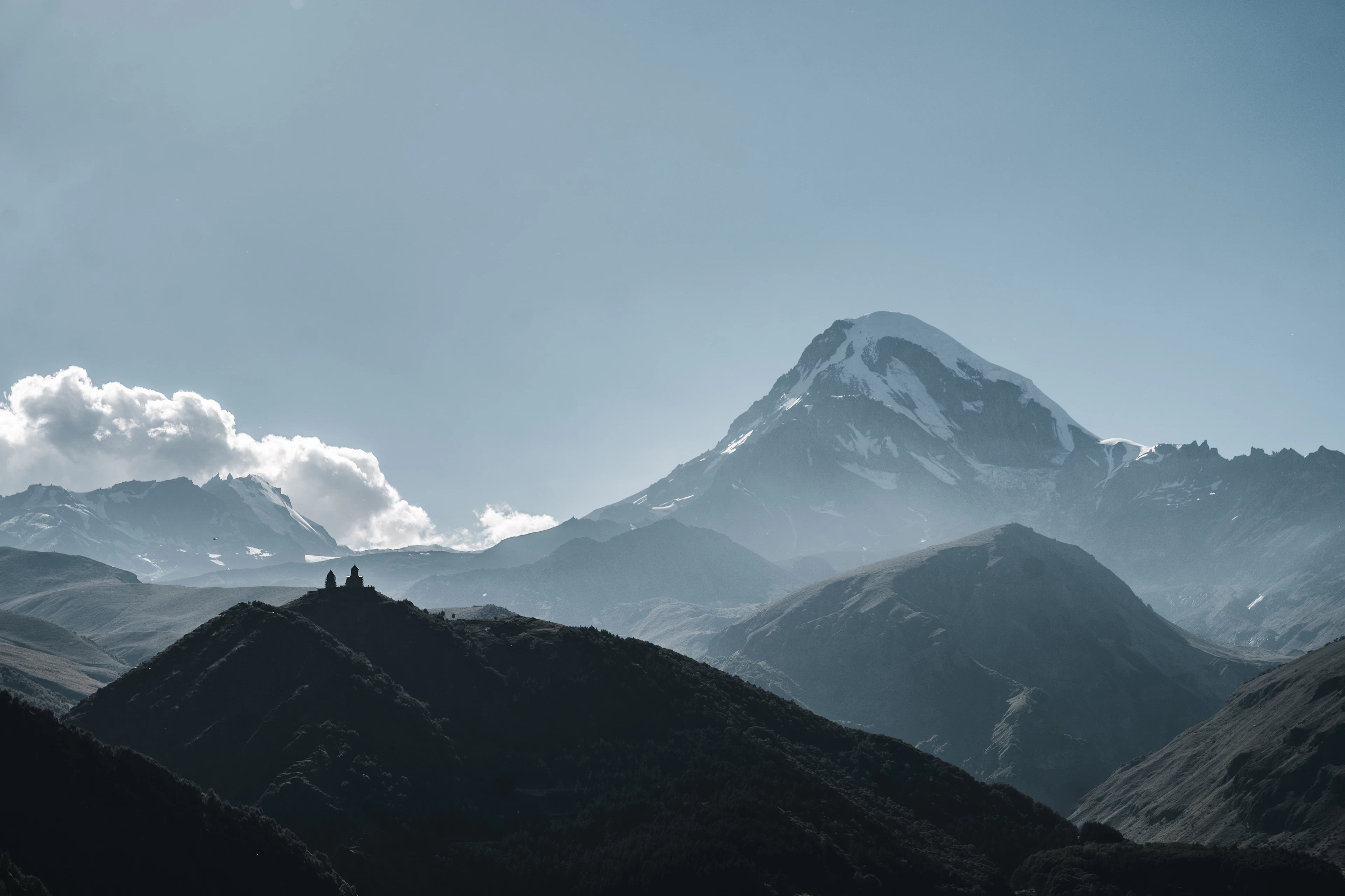 Mount Kazbek above the clouds