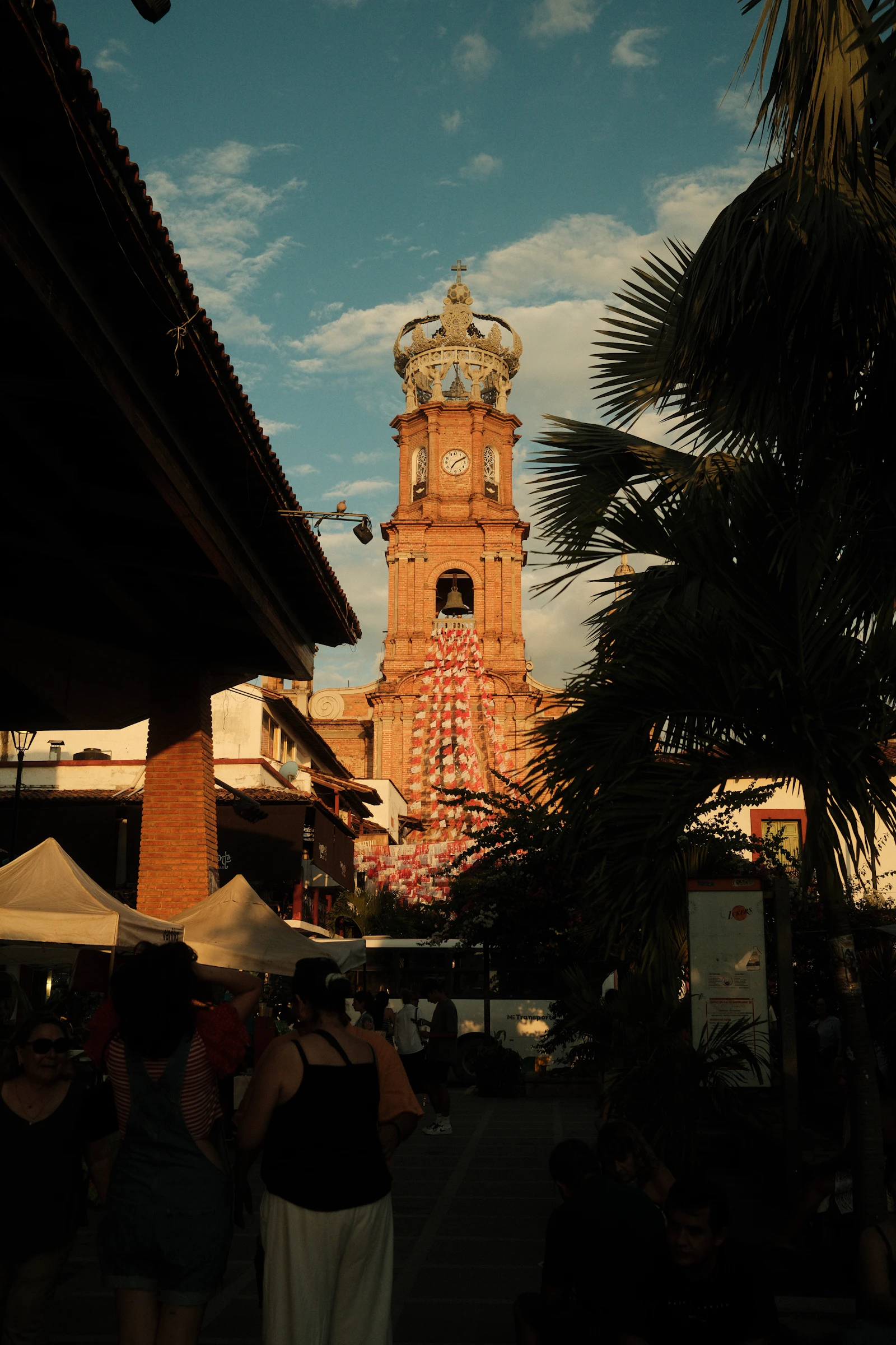 Crowned steeple of Our Lady of Guadalupe church above Puerto Vallarta