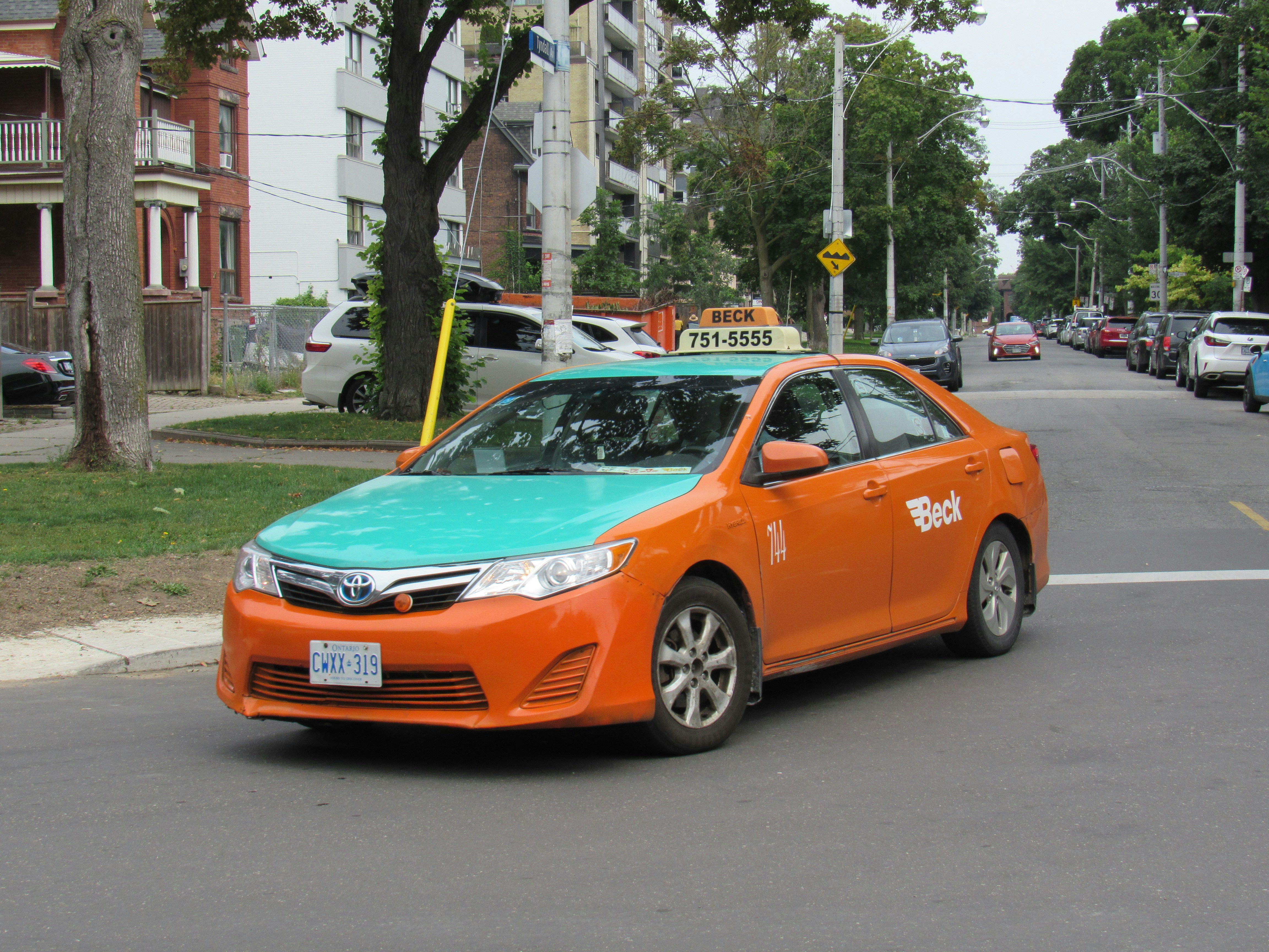 A car that is sitting in the street