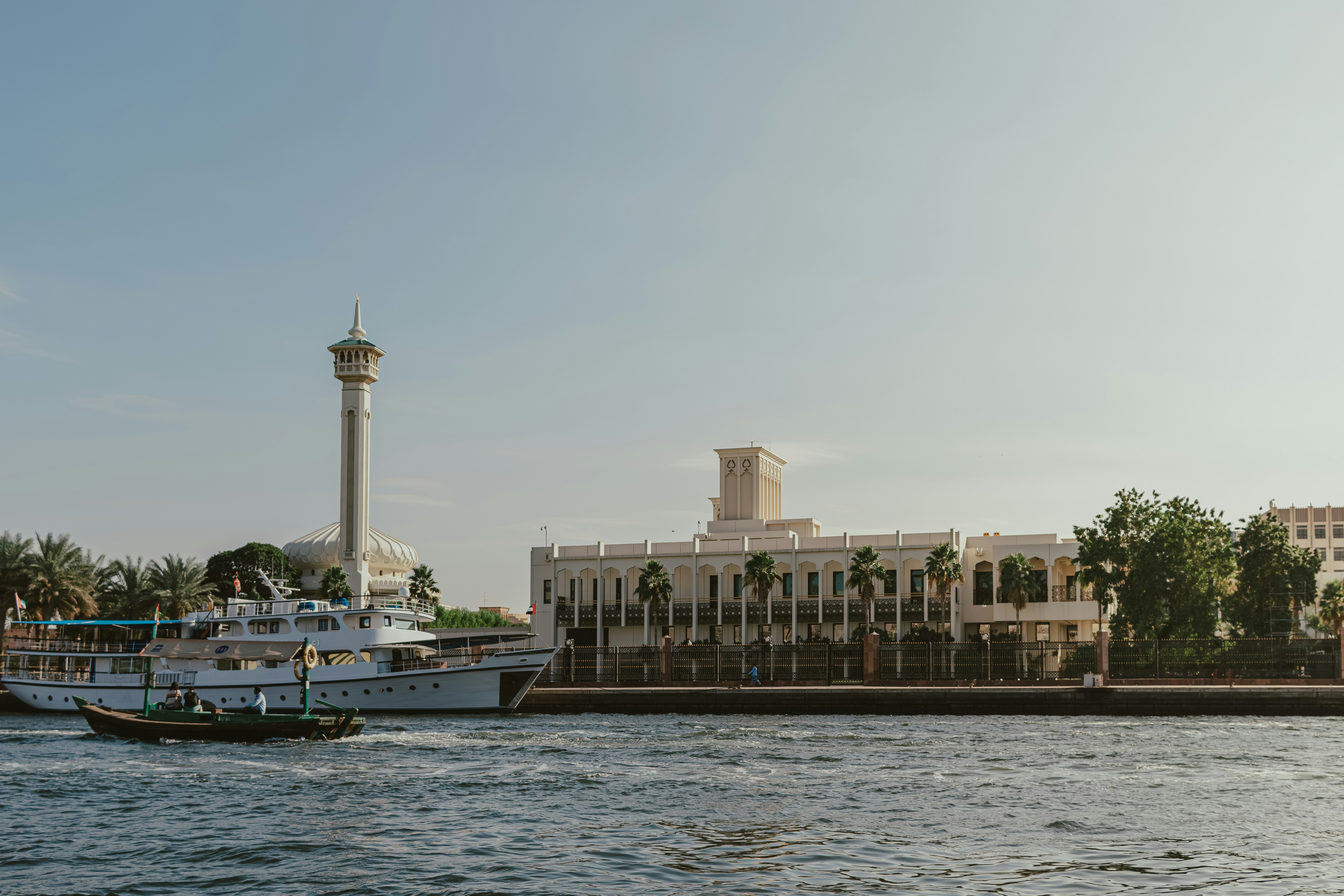 A large body of water with a boat in it