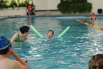 A group of people in a swimming pool