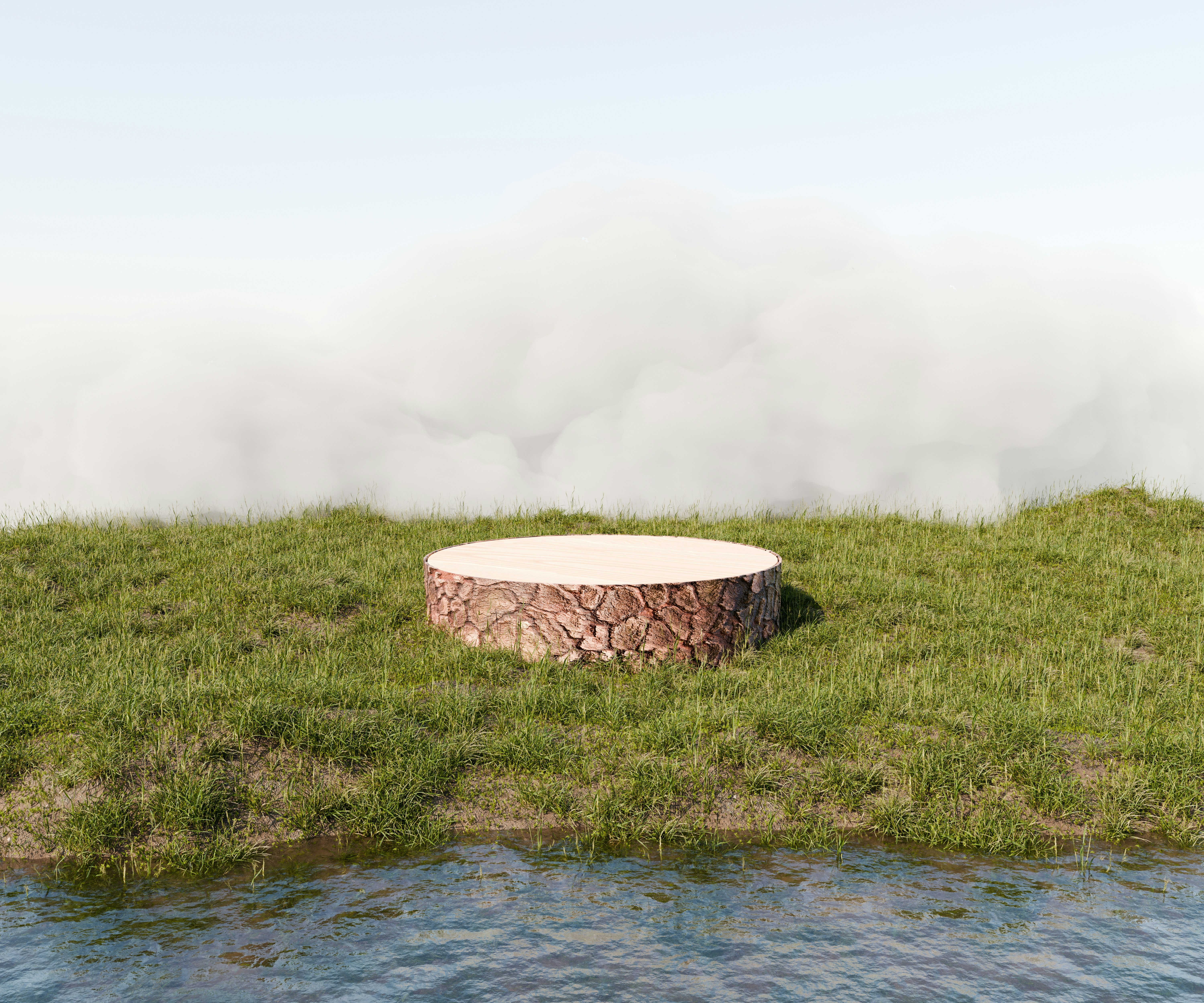 Fire pit in green field