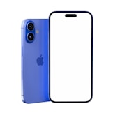 A blue iPhone case with a white screen