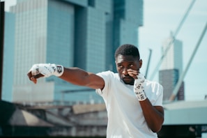 A man holding a cell phone to his ear