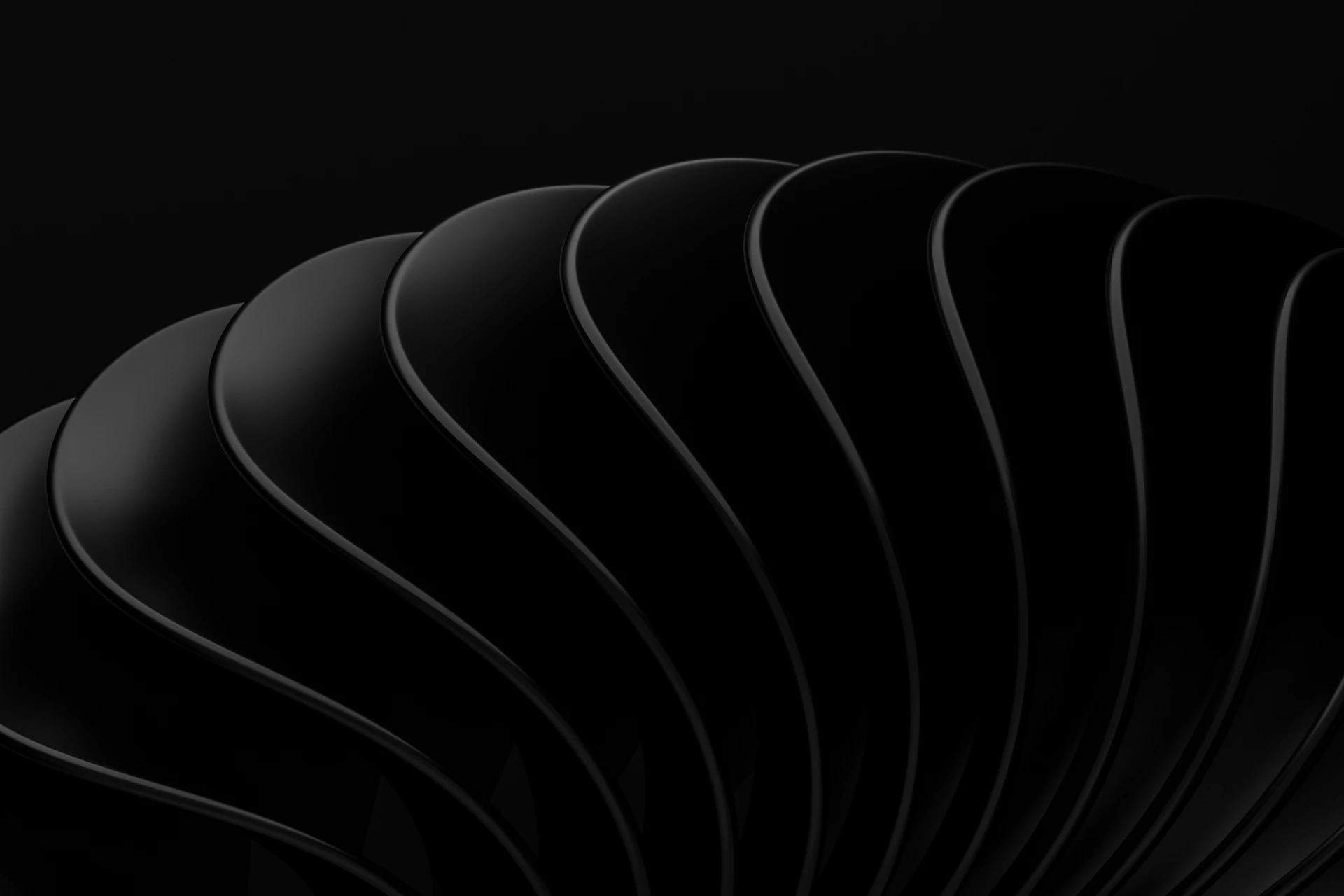 black curved fan-like stacked shapes