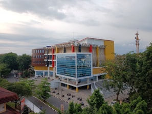 A view of a building from a high point of view