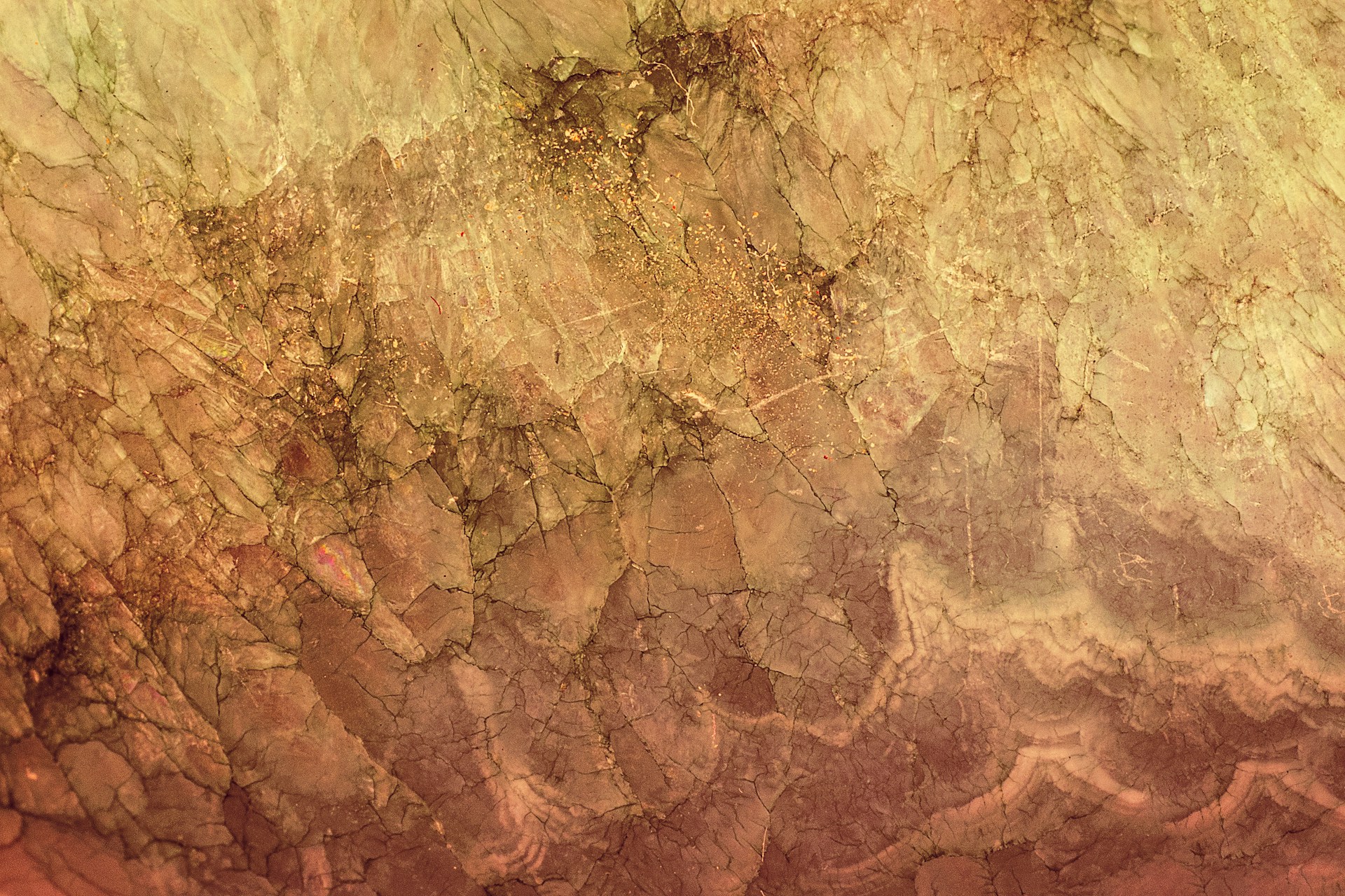 An abstract painting of a mountain range