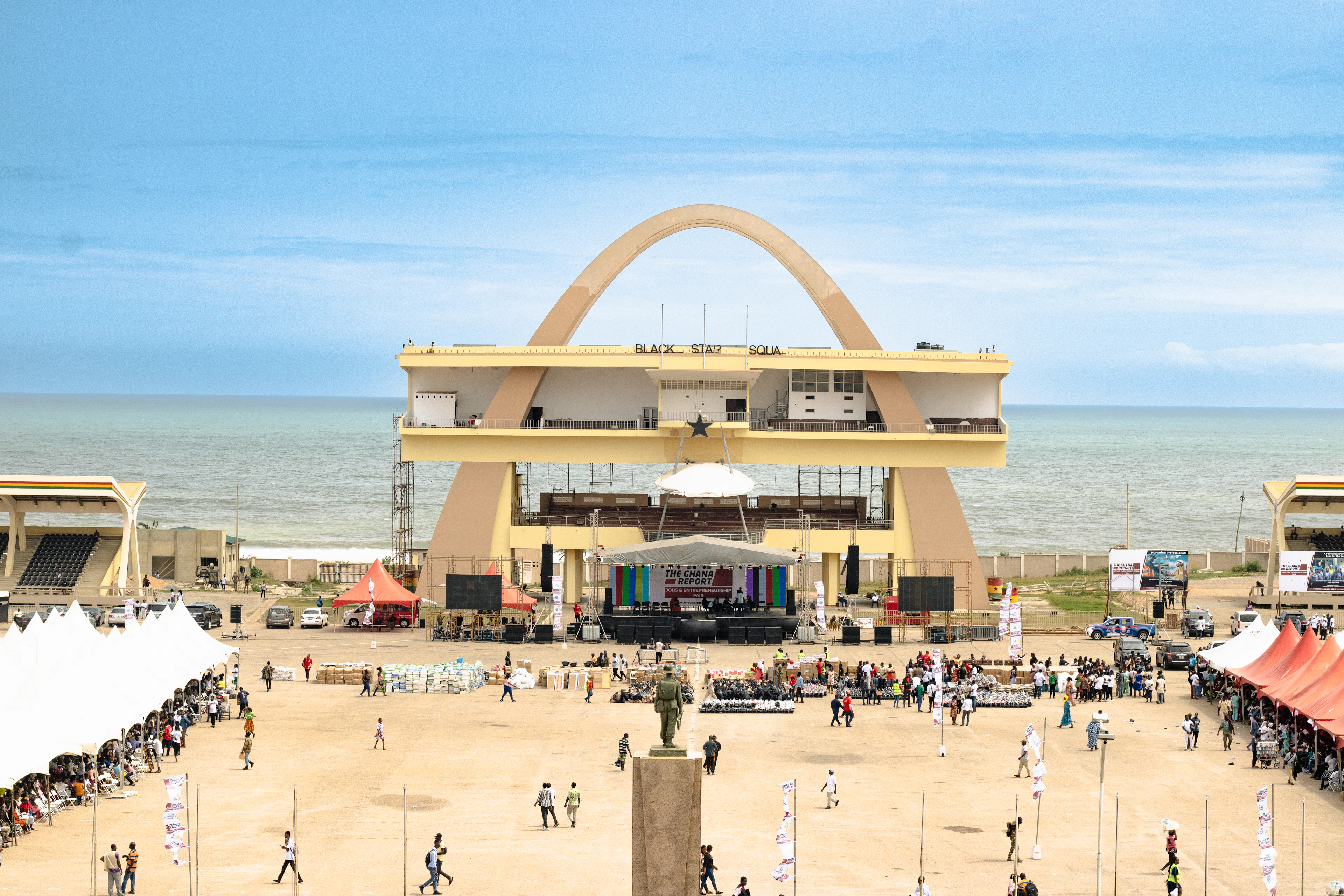 Black Star Square and the Independence Arch on the seafront, Accra