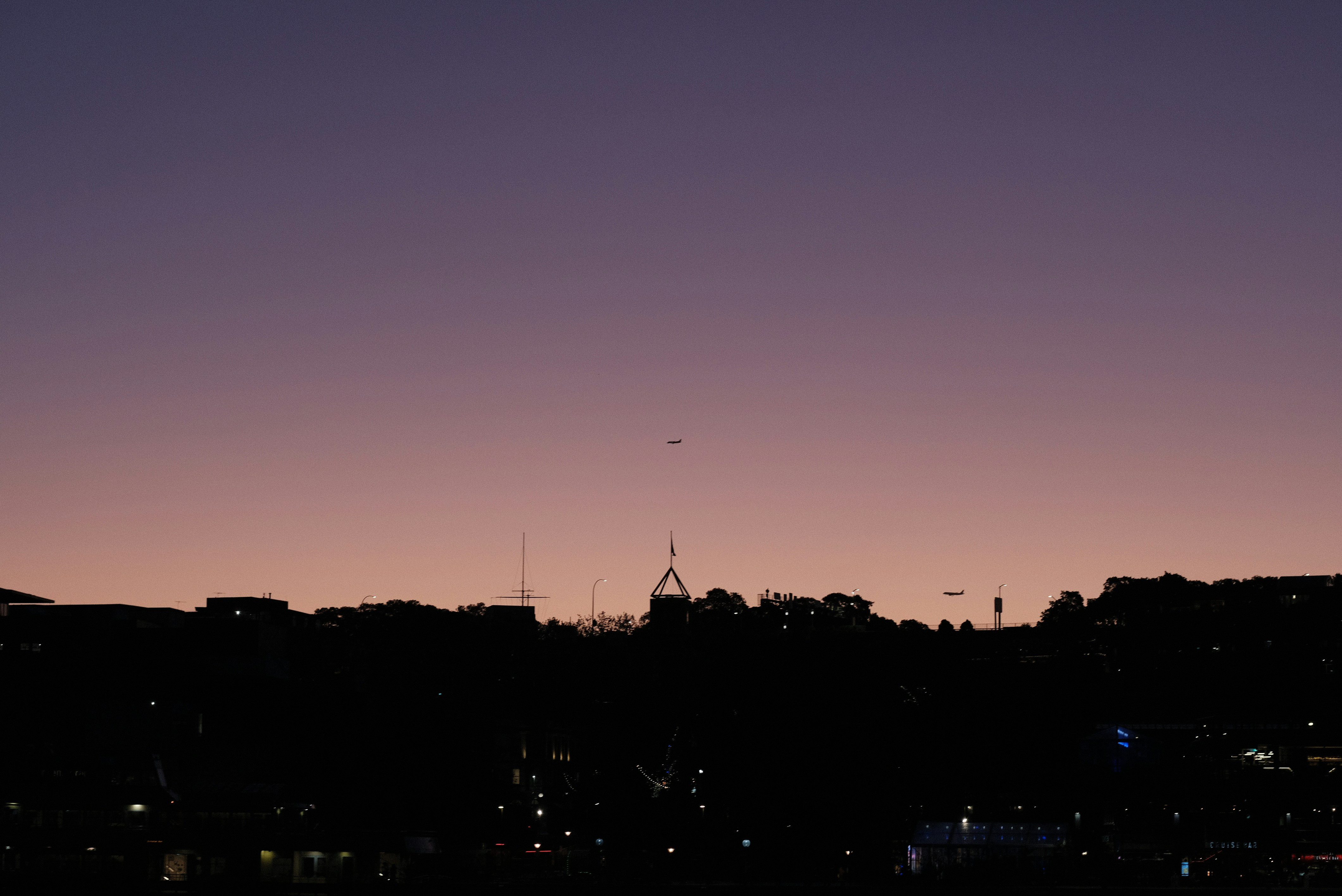 Purple sunset over the rocks