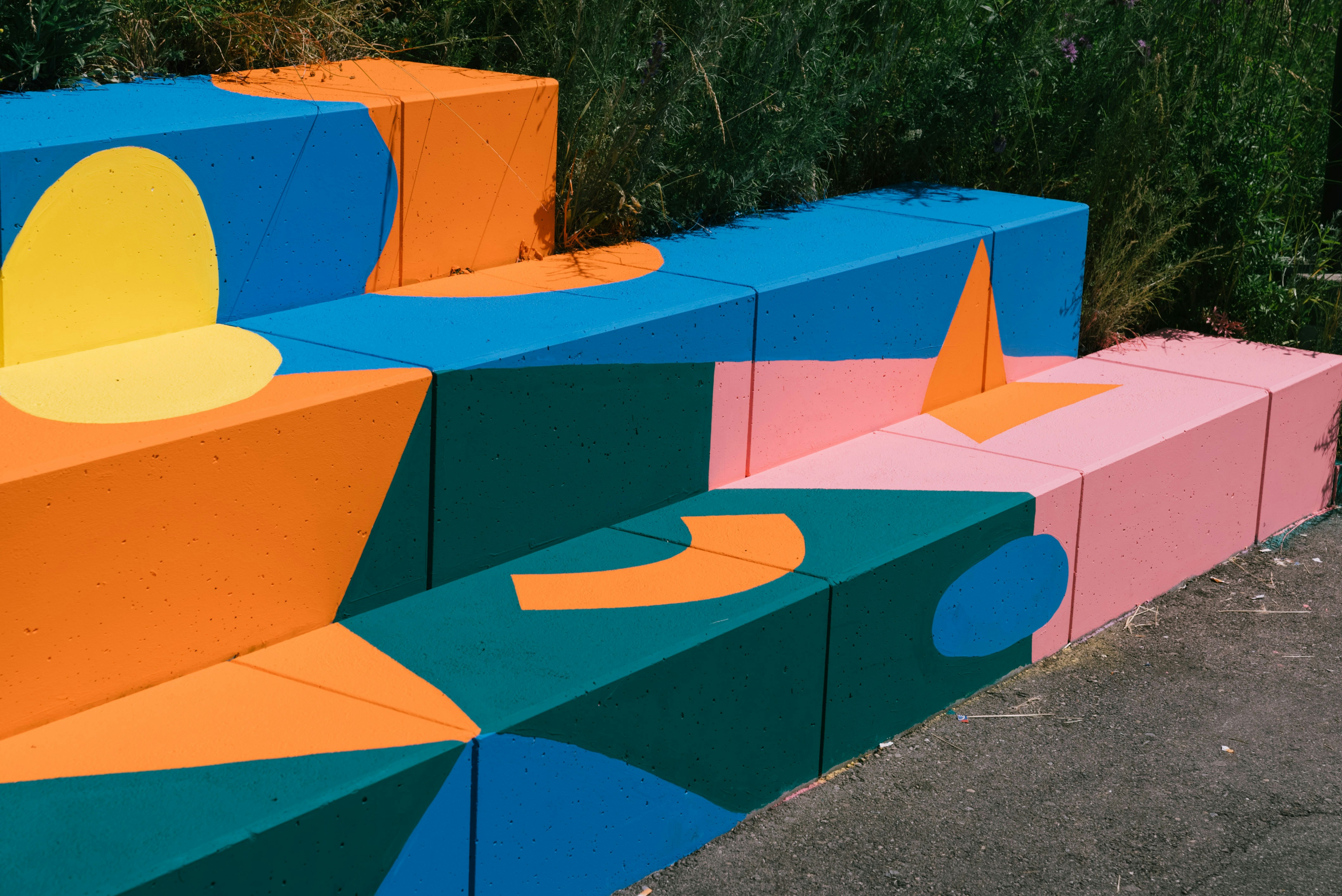 A group of colorful blocks sitting next to each other