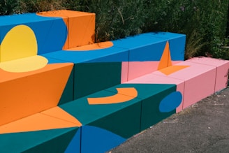 A group of colorful blocks sitting next to each other