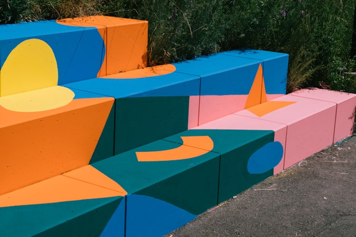A group of colorful blocks sitting next to each other