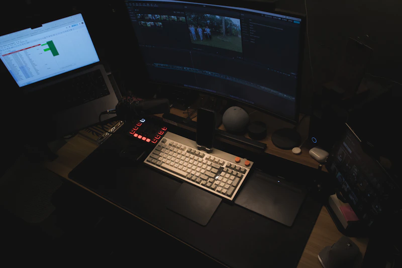 Creative workstation with two monitors
