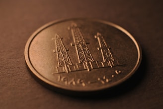 A close up of a coin on a table