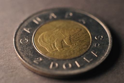 A close up of a coin on a table