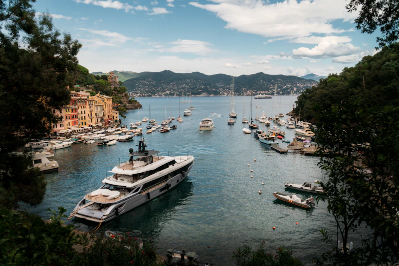 boats anchored on the water