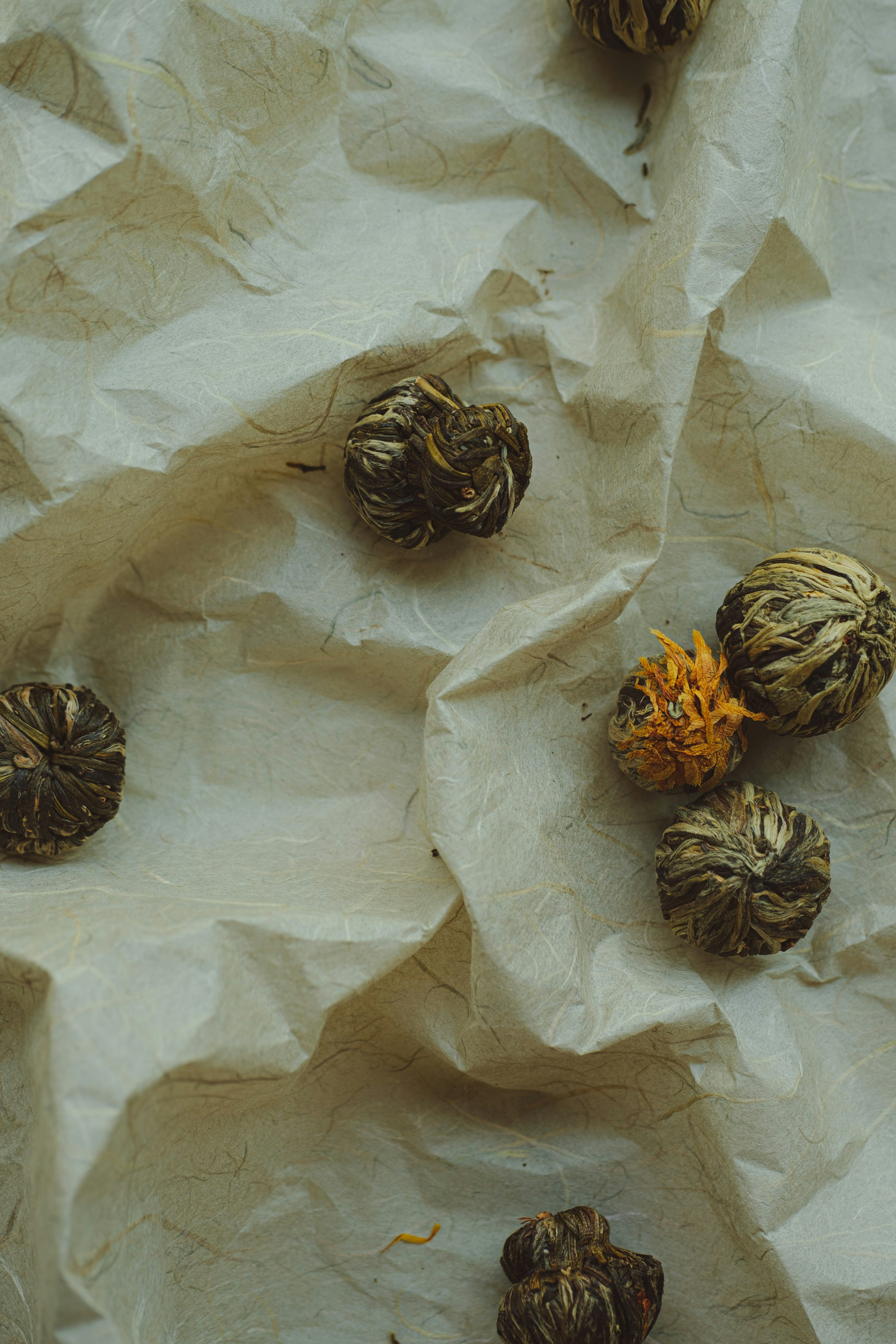 A bunch of dried flowers sitting on top of a piece of paper