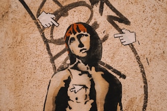 A drawing of a woman holding a baby