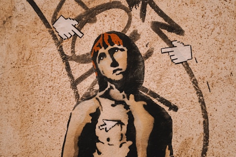 A drawing of a woman holding a baby