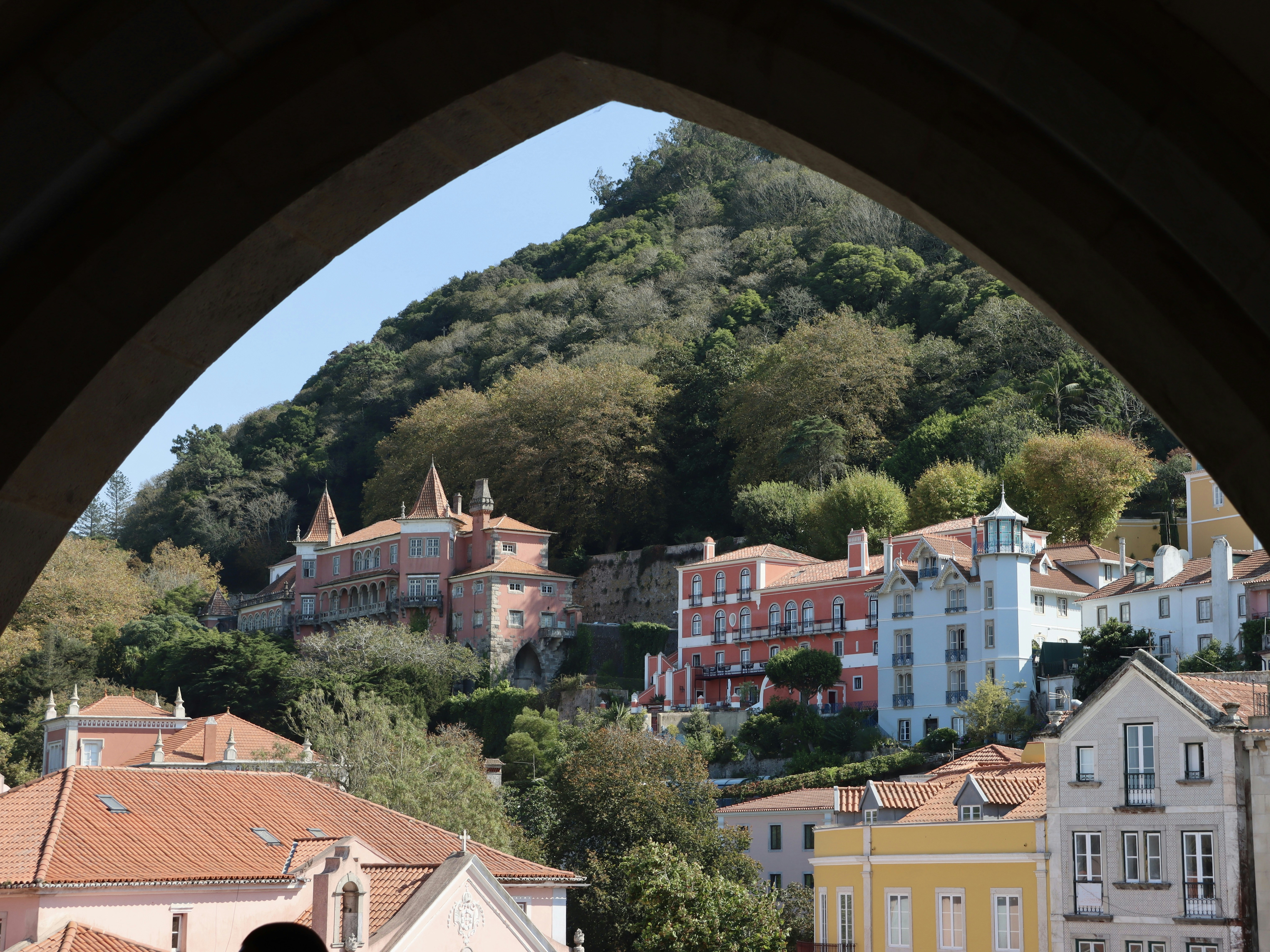 a view of a city through a window
