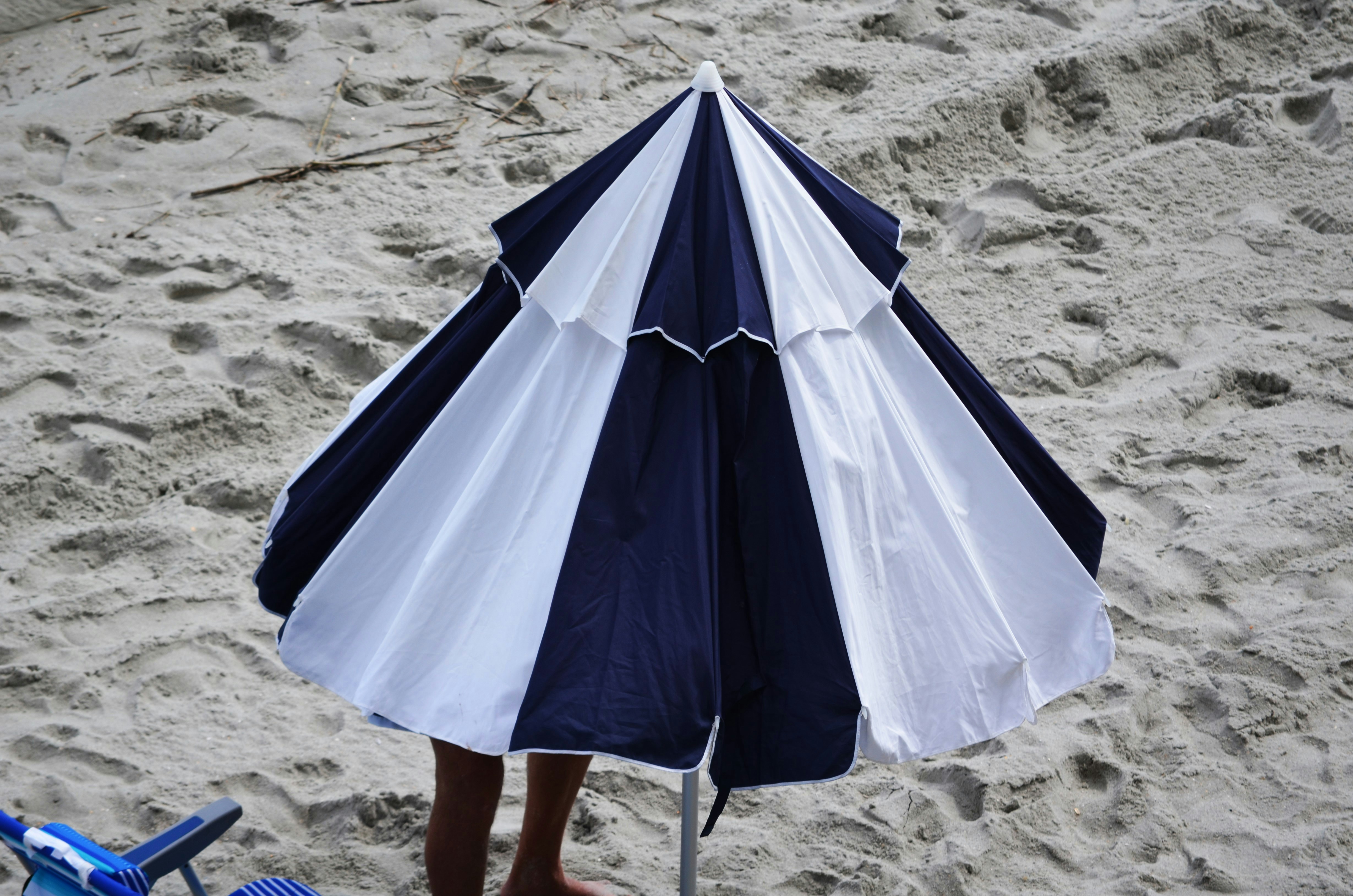 Putting up the Beach Umbrella
