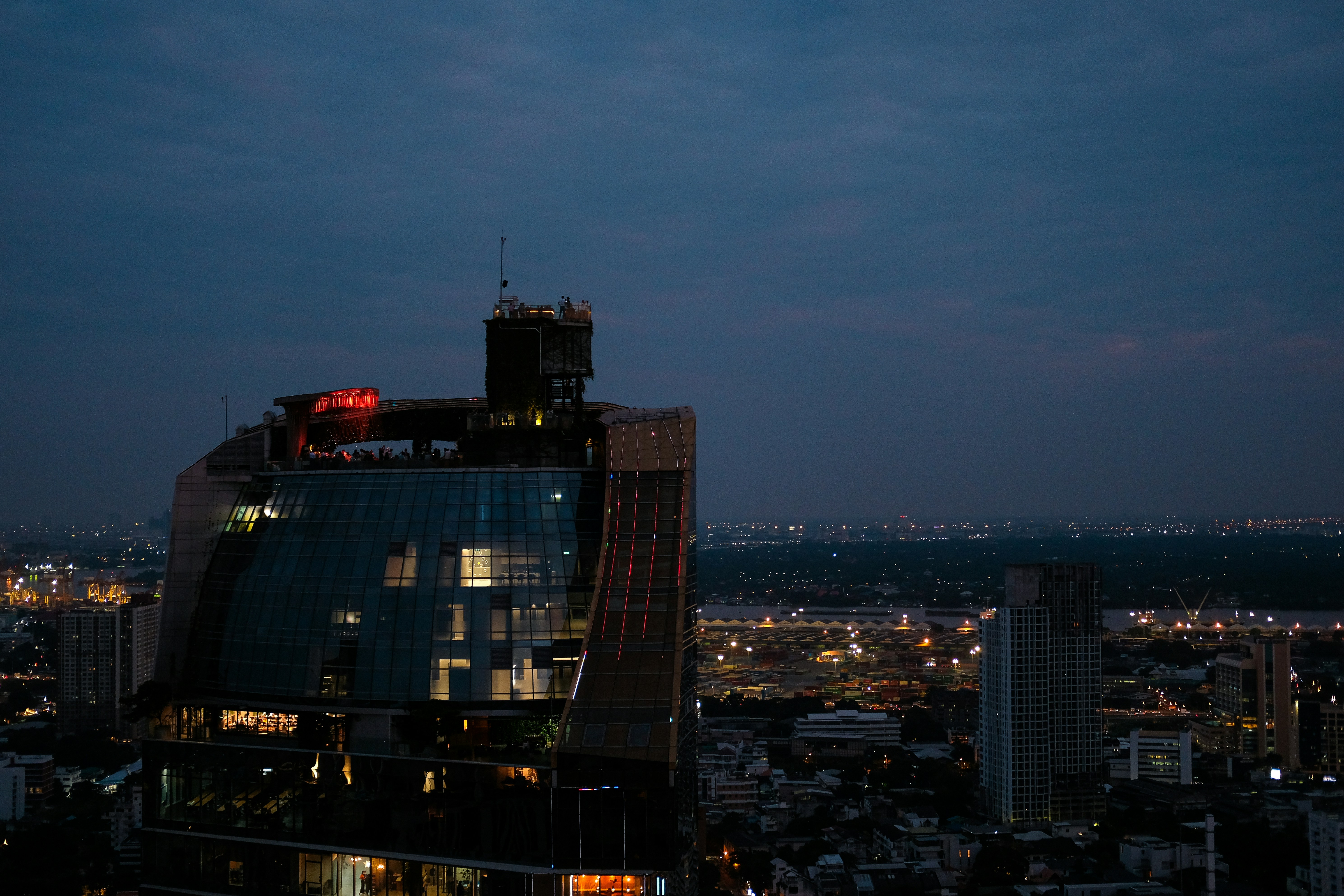 sunset view from a hotel rooftop terrace