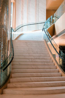 A set of stairs leading up to a building
