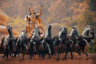 A large group of knights standing next to each other