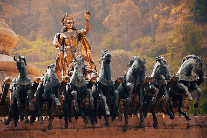 A large group of knights standing next to each other