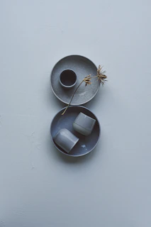 A couple of plates that are sitting on a table