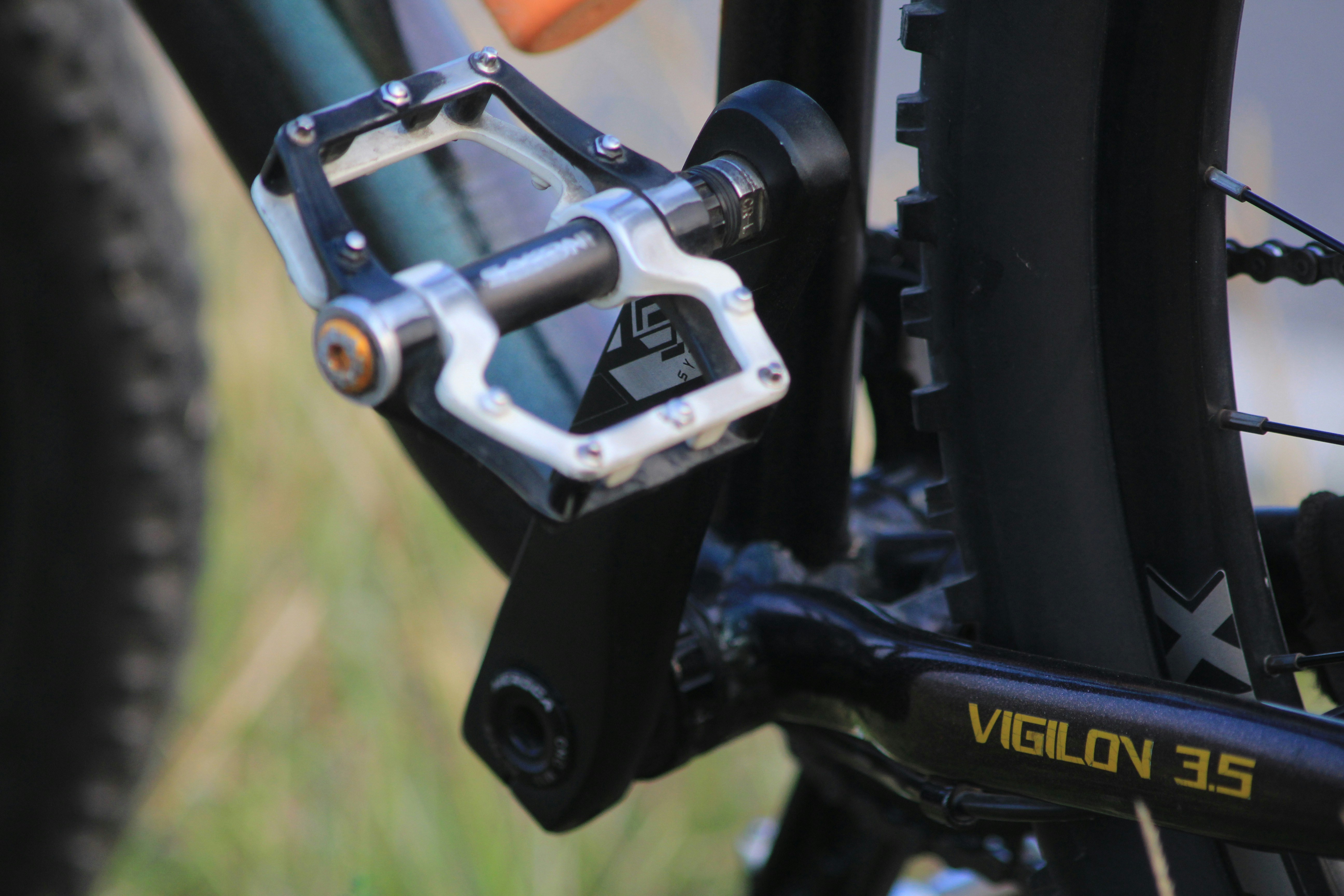 A close up of the front brake of a bike
