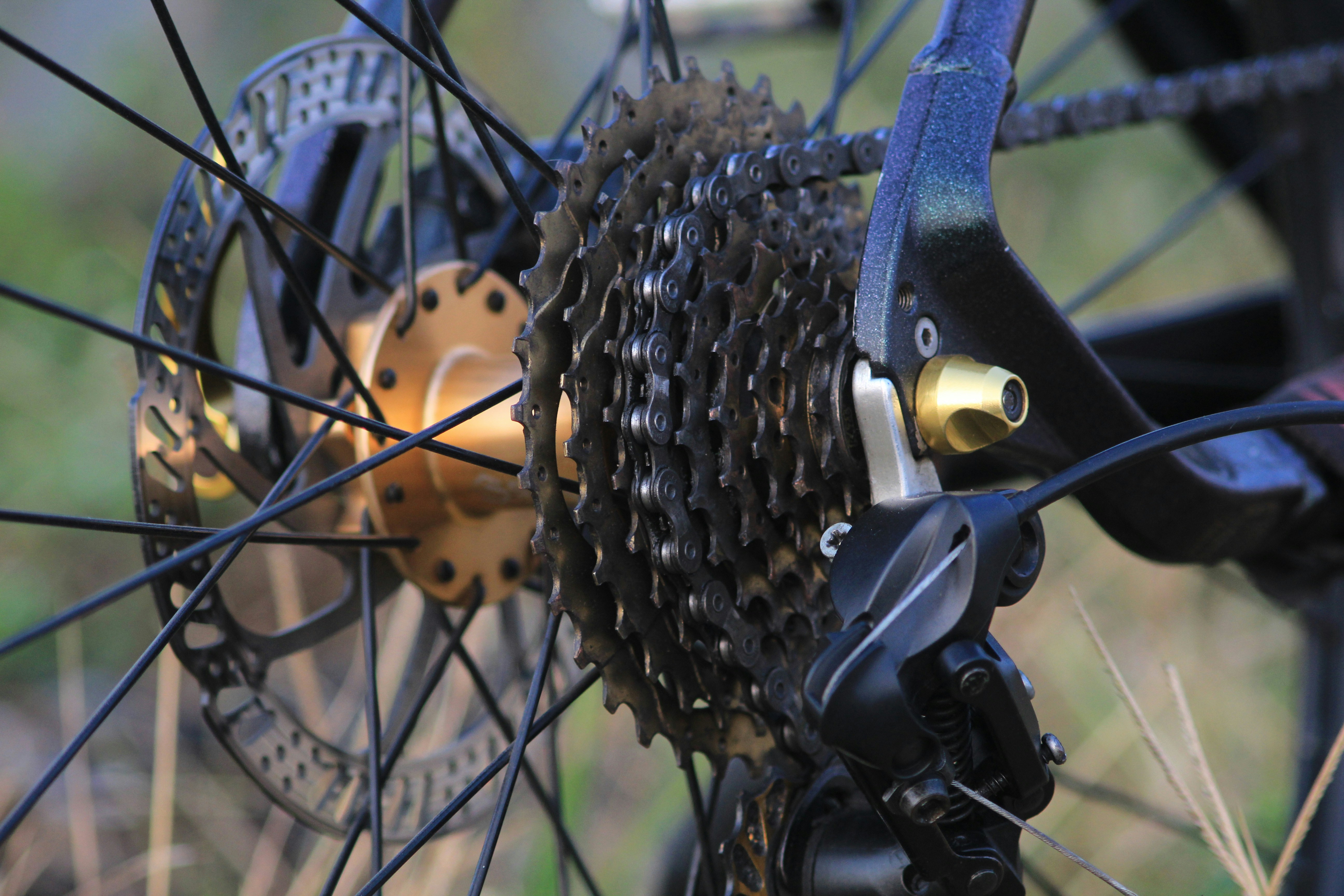 バイクの後輪のクローズアップ