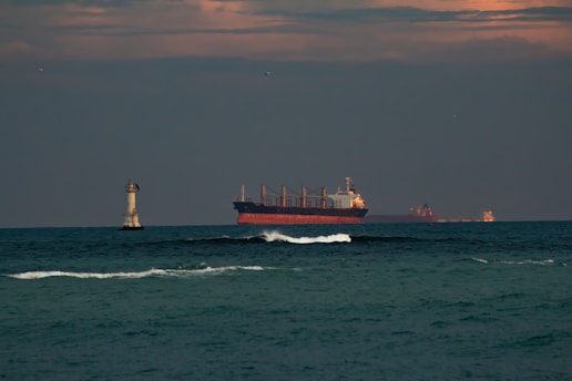 A large ship in the middle of the ocean