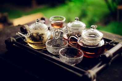 A tray filled with different kinds of tea