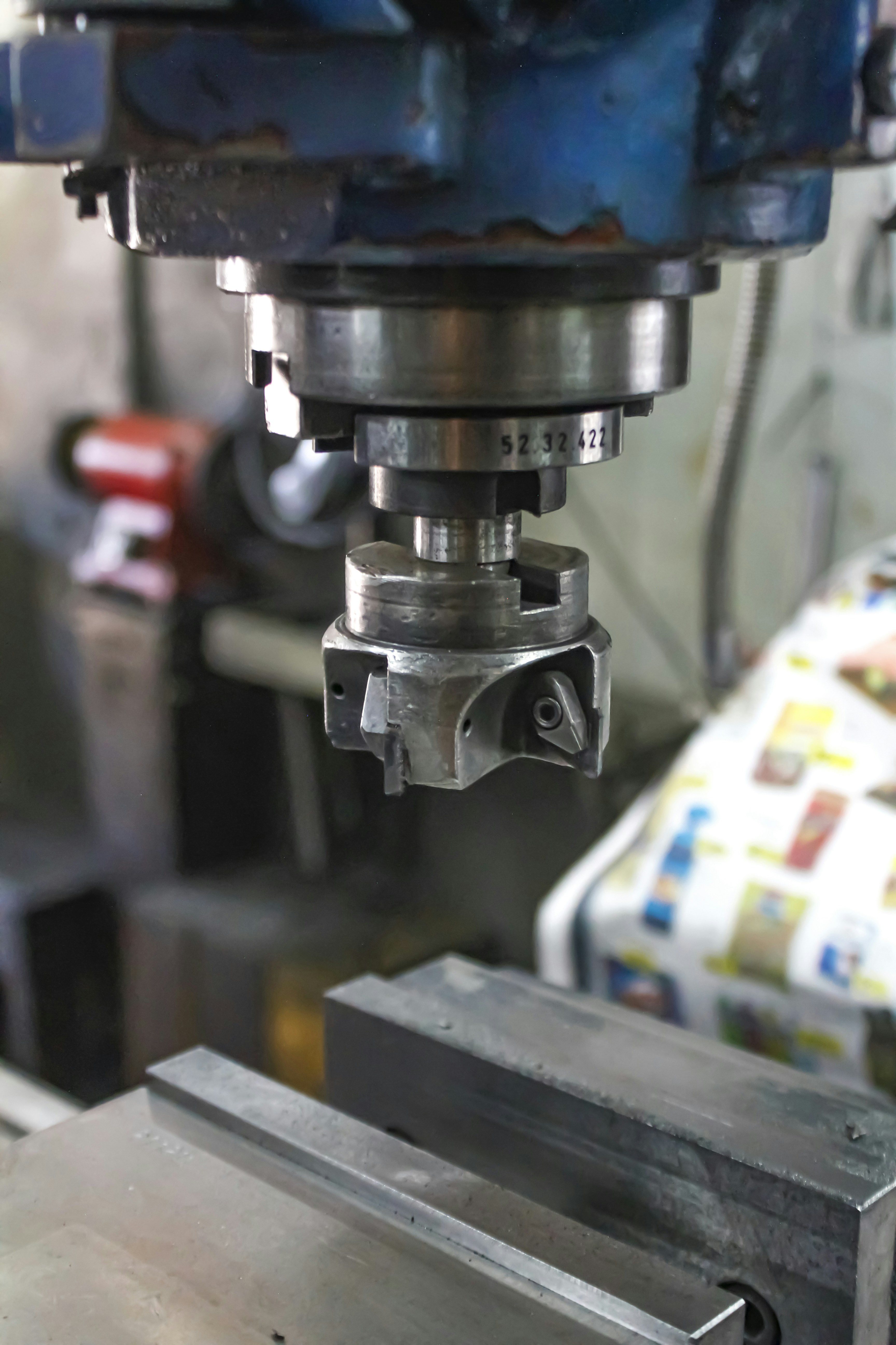 A machine that is working on a piece of metal