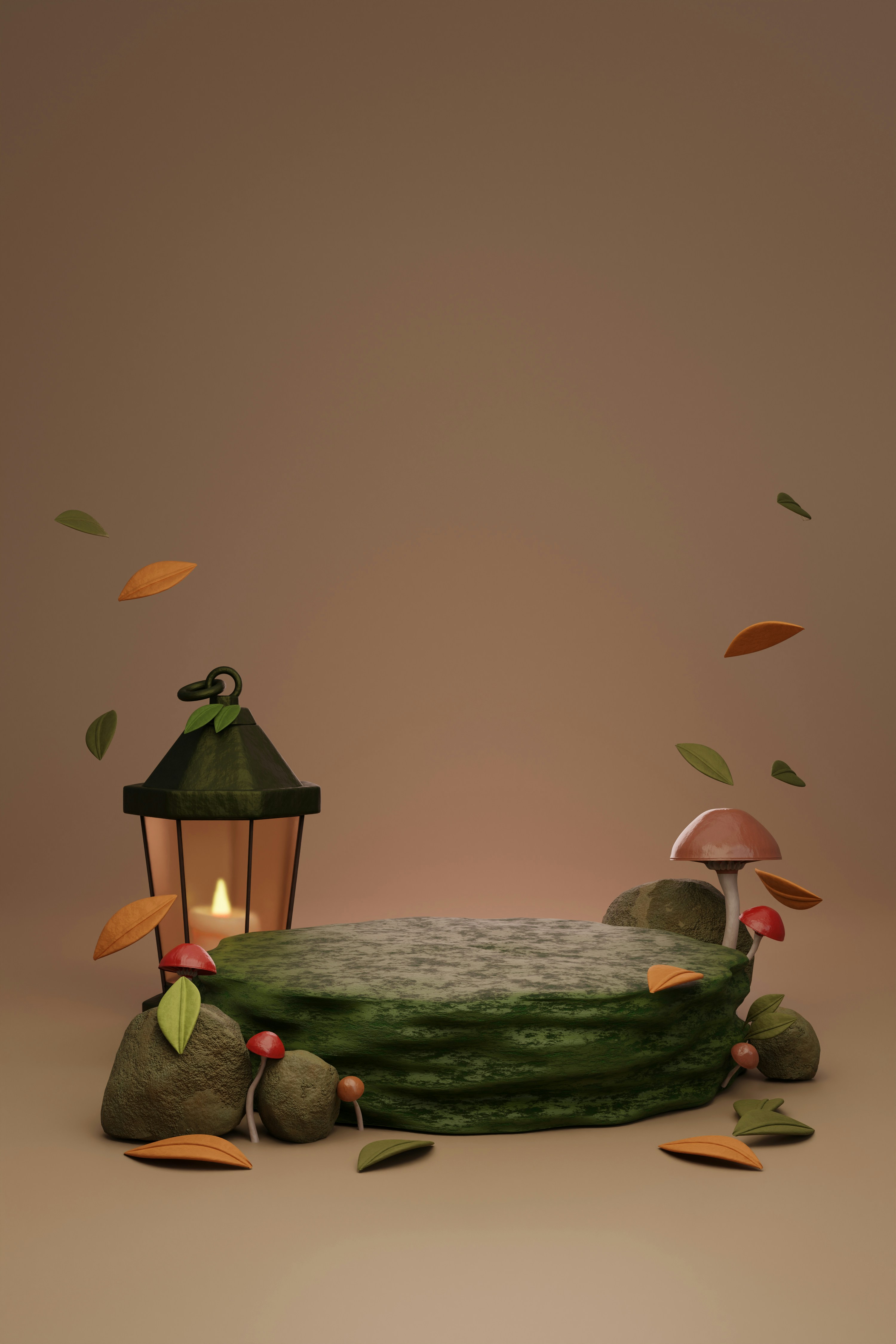 Ein Wassermelonenbett mit einer Laterne darauf