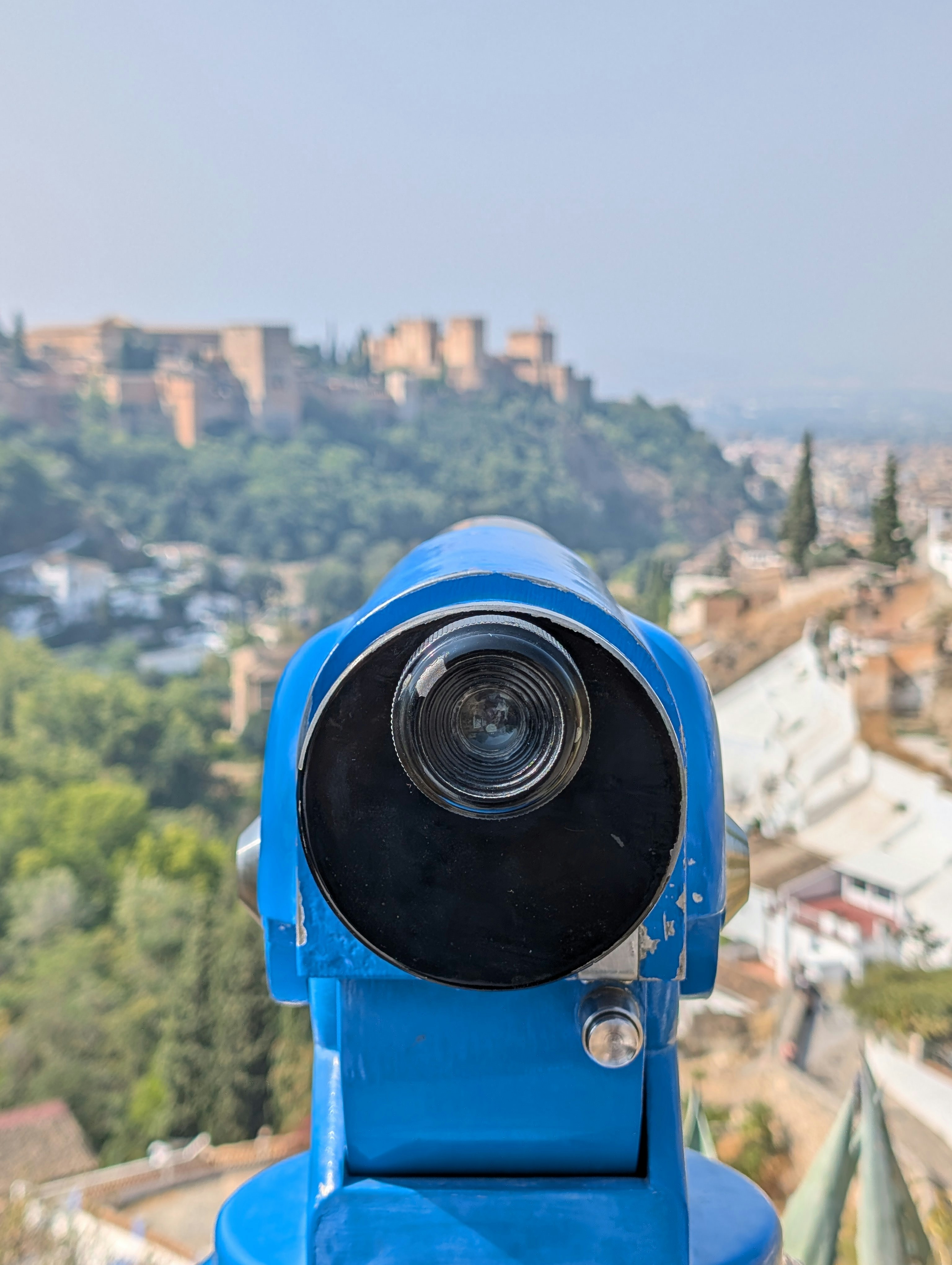 A view of a city from a telescope