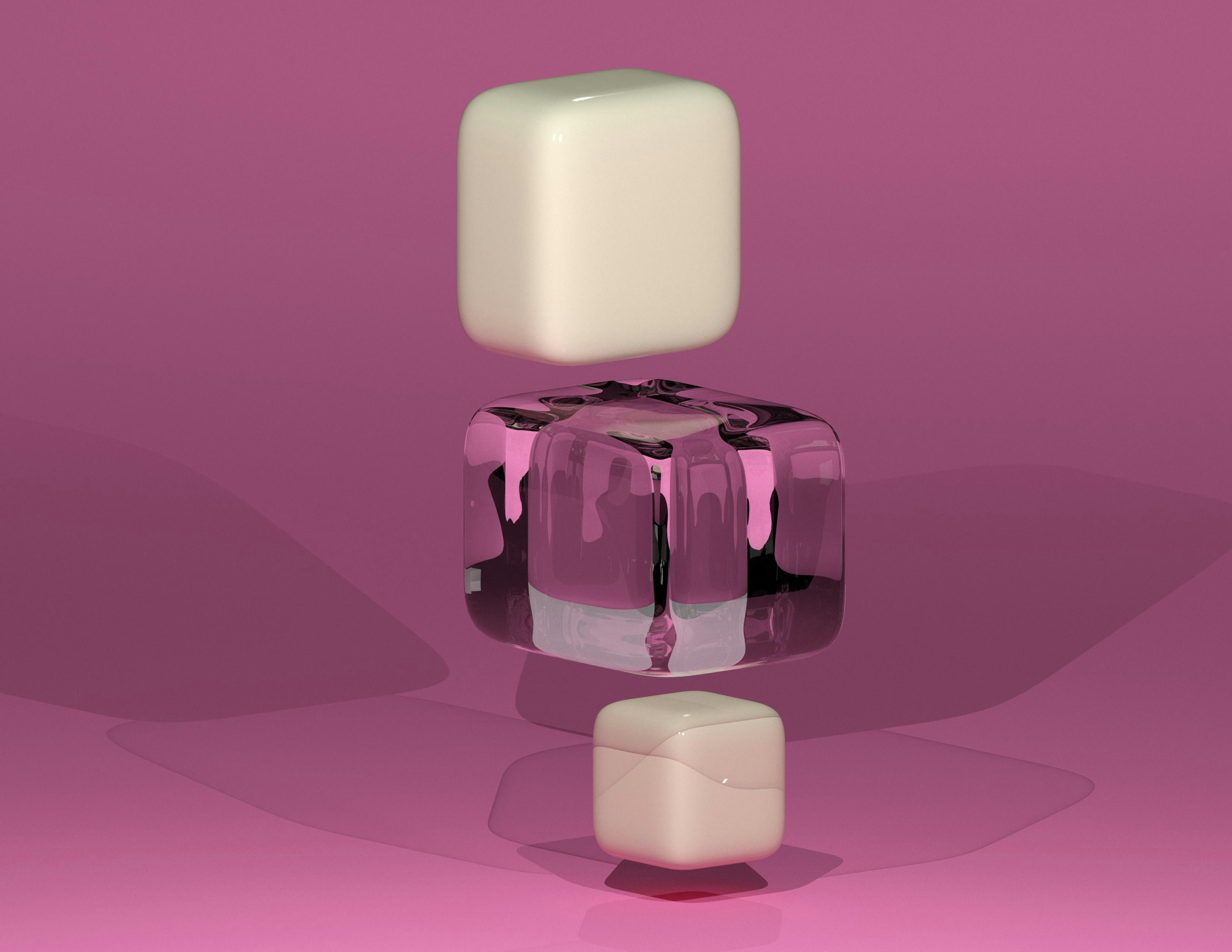 A pink and white object on a pink background