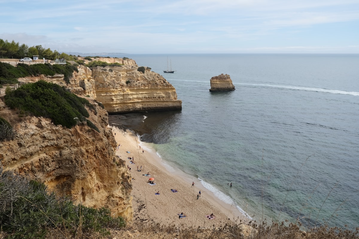 The Seven Hanging Valleys trail along Algarve's dramatic golden cliffs and turquoise sea
