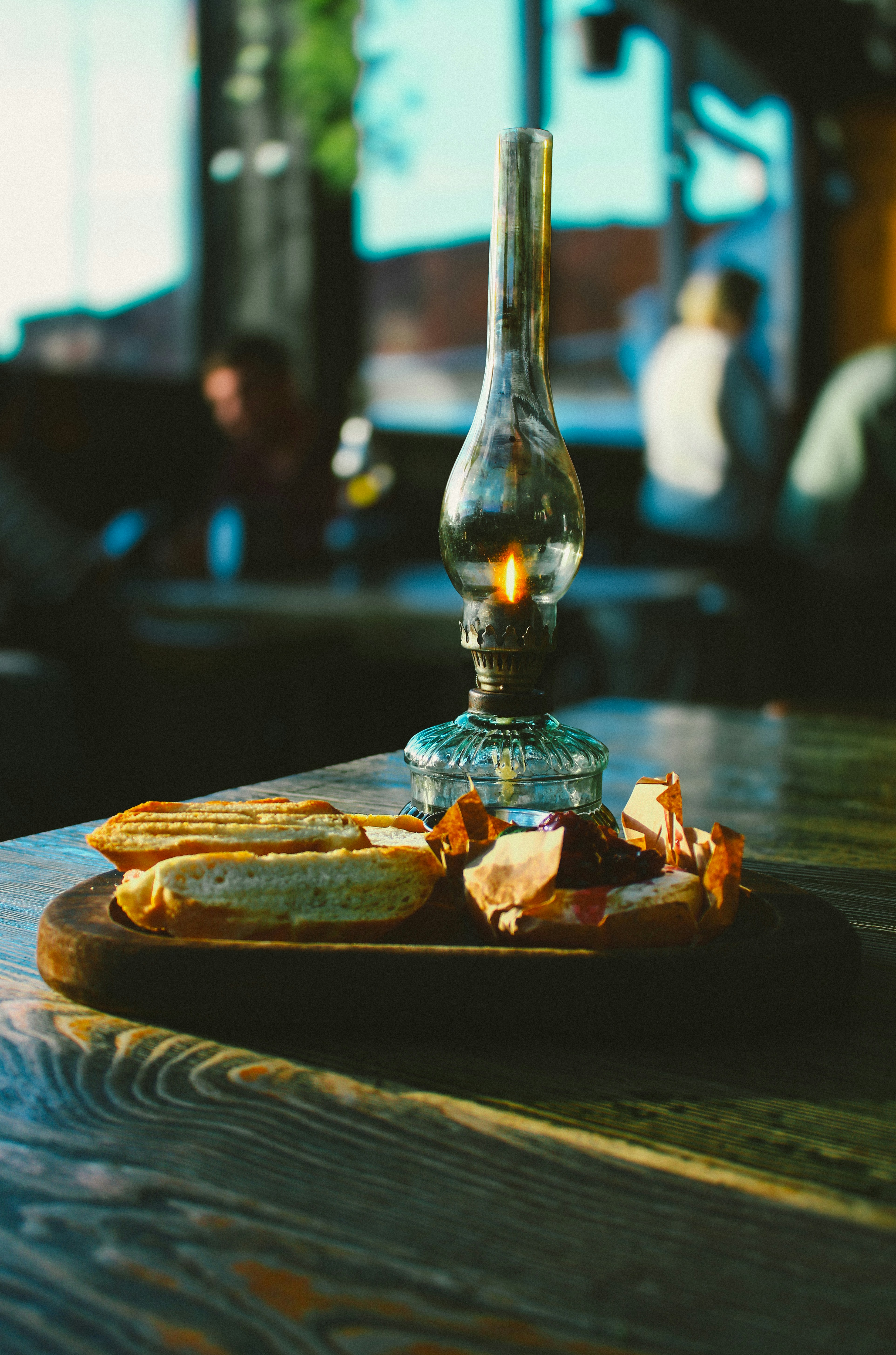 A plate of food on a wooden table